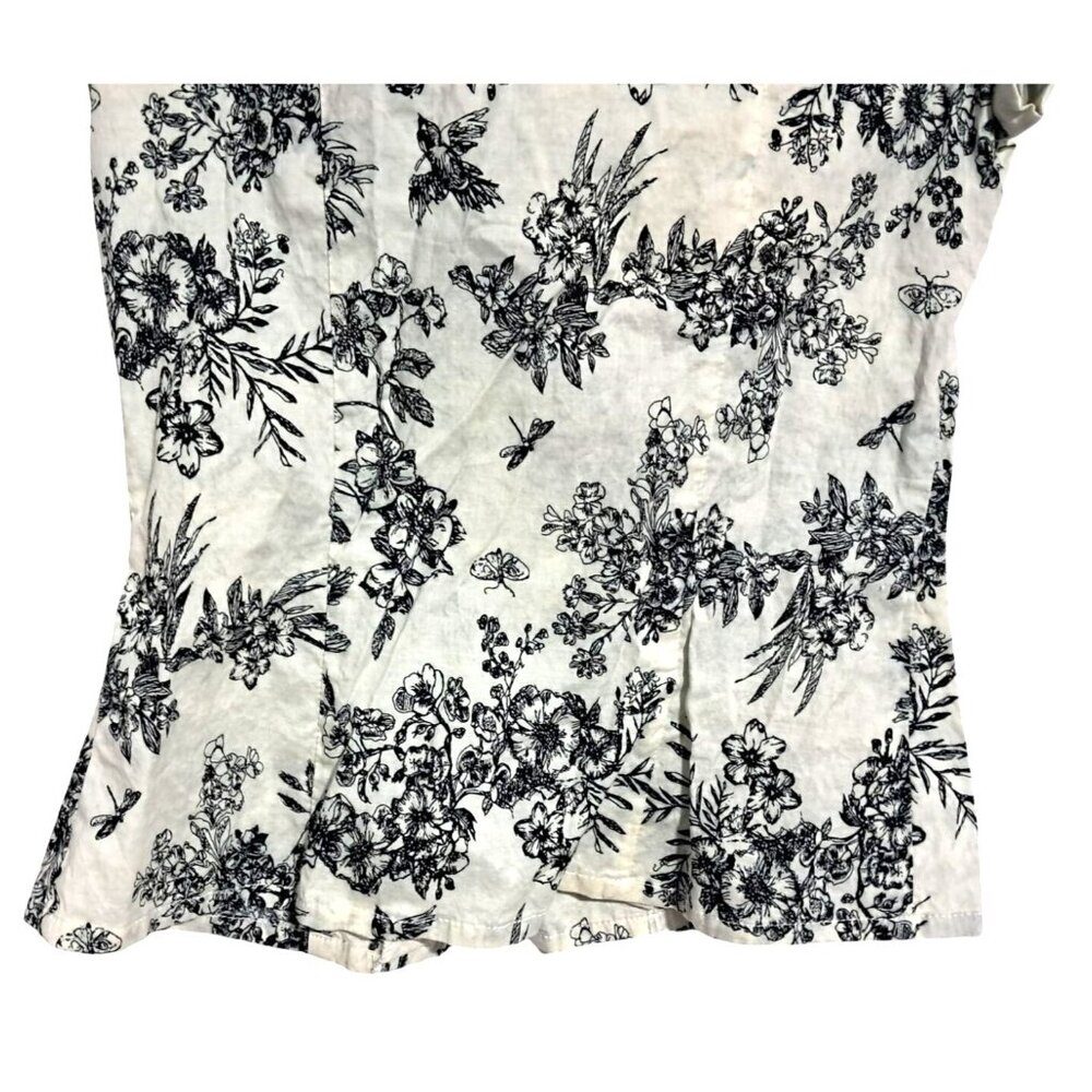 Romy Womens Small Floral Button-Down Blouse With Ruffle Collar Short Sleeves 100 - Picture 8 of 8